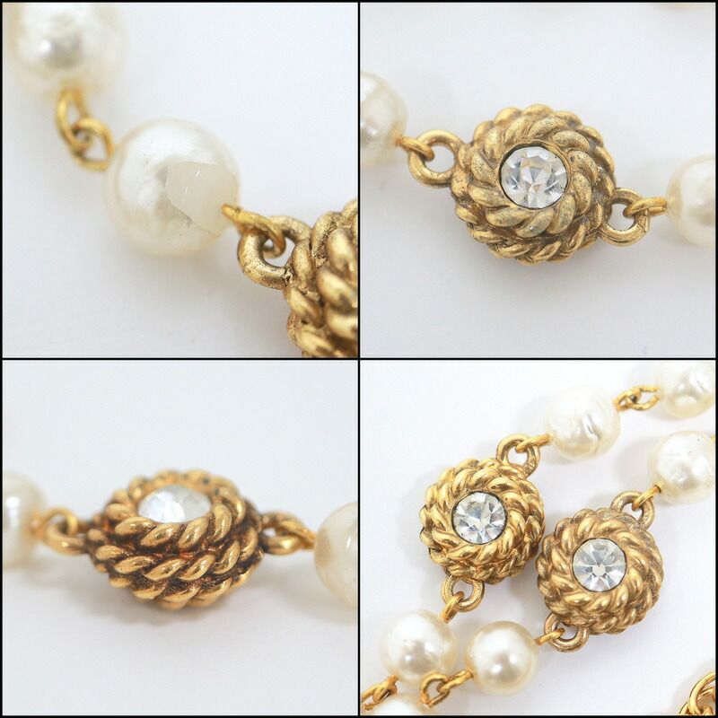 Chanel Loupe Necklace Gold White Faux Pearl X