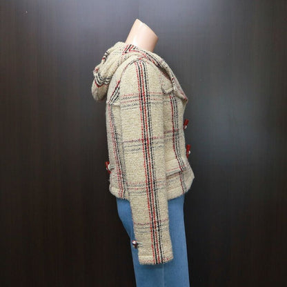 Chanel Short Duffel Coat with Hood Multicolor 36