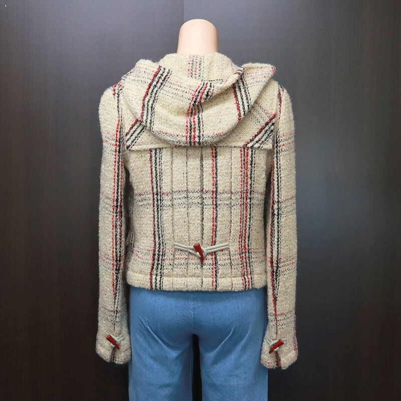 Chanel Short Duffel Coat with Hood Multicolor 36