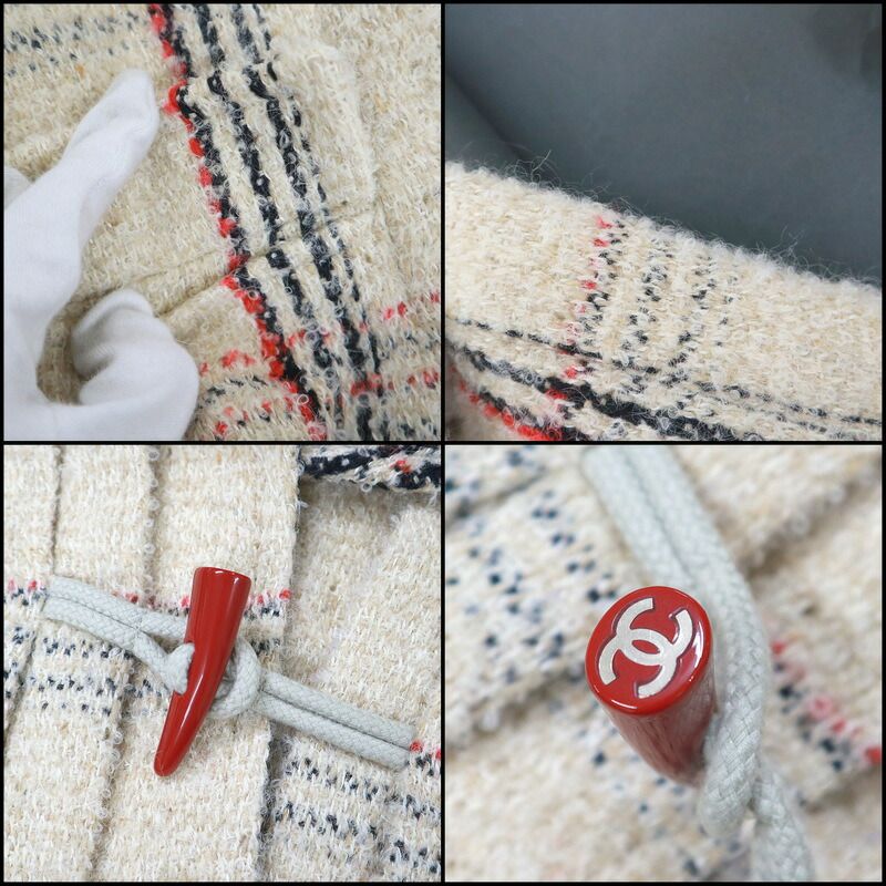 Chanel Short Duffel Coat with Hood Multicolor 36