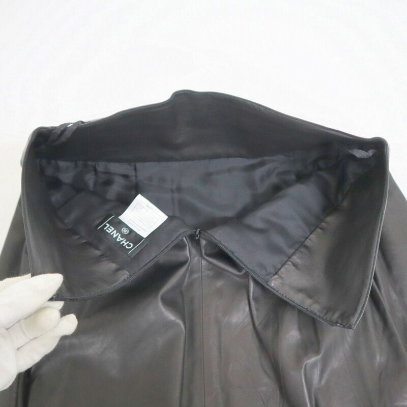 Chanel Skirt Black Lambskin Leather 34 07C
