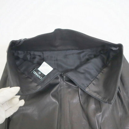 Chanel Skirt Black Lambskin Leather 34 07C