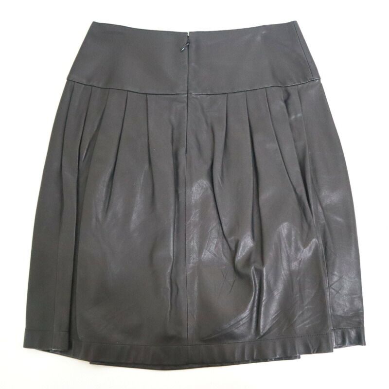 Chanel Skirt Black Lambskin Leather 34 07C