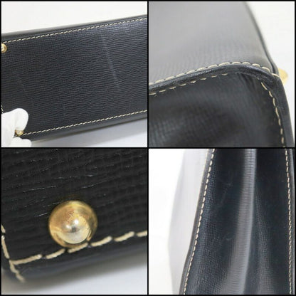Celine Flap Handbag Leather Black Gold