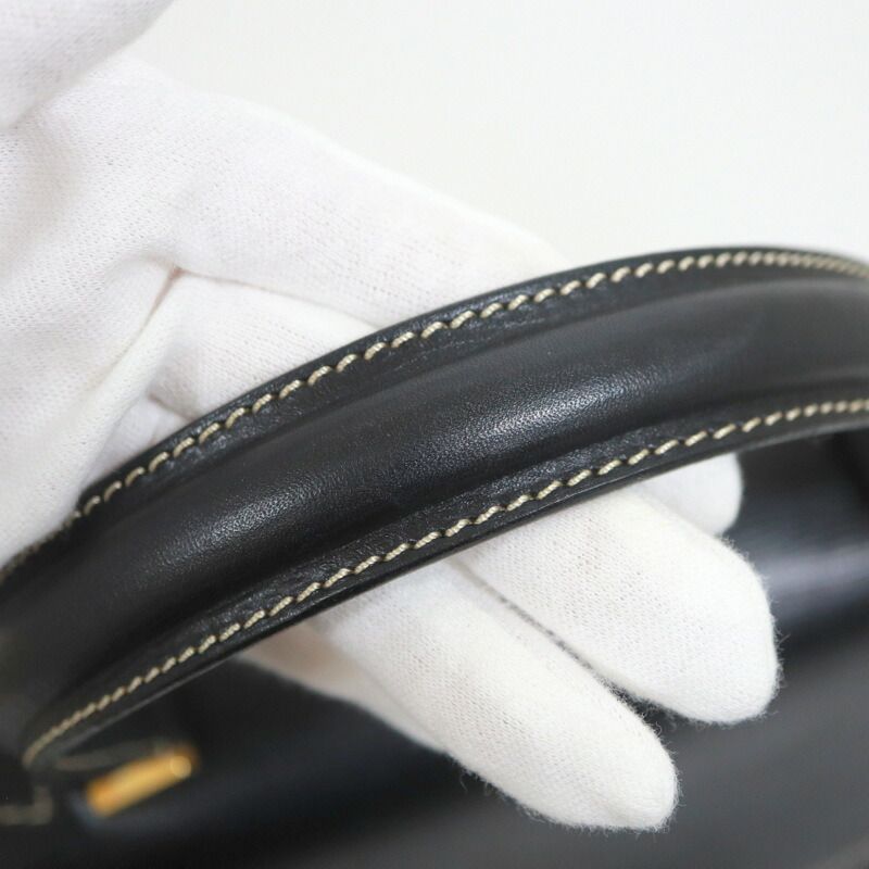 Celine Flap Handbag Leather Black Gold