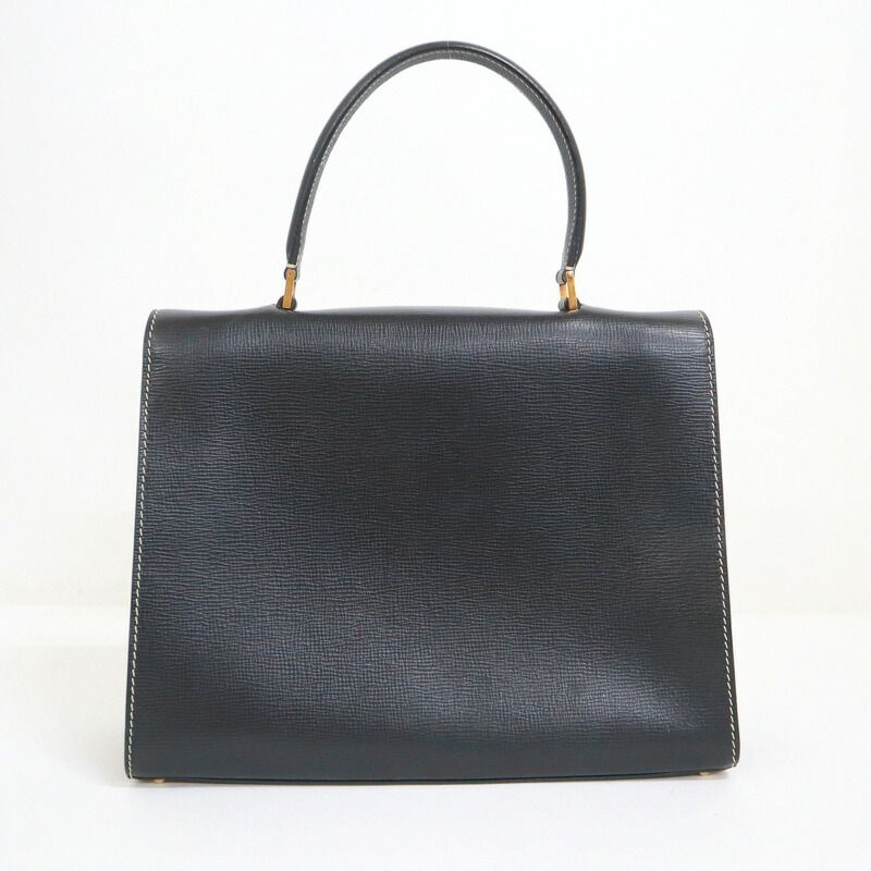 Celine Flap Handbag Leather Black Gold