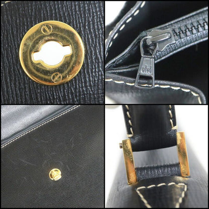 Celine Flap Handbag Leather Black Gold