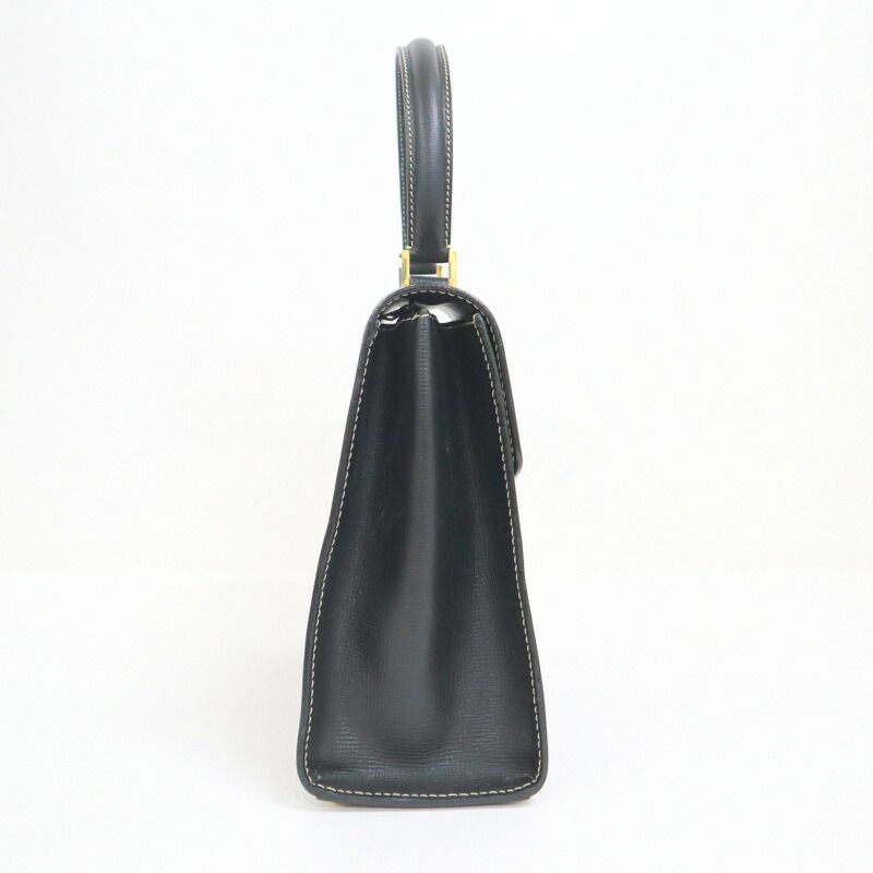 Celine Flap Handbag Leather Black Gold