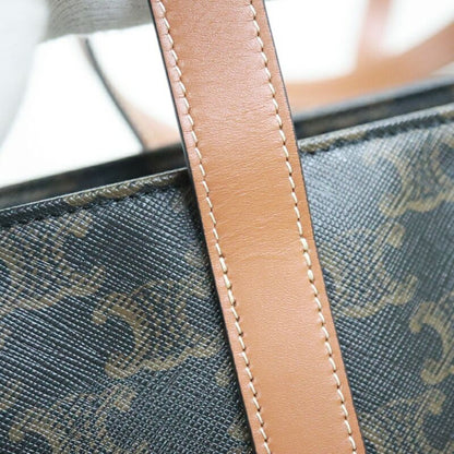 Celine Triomphe Cabas Drawstring Tote Dark Brown Leather