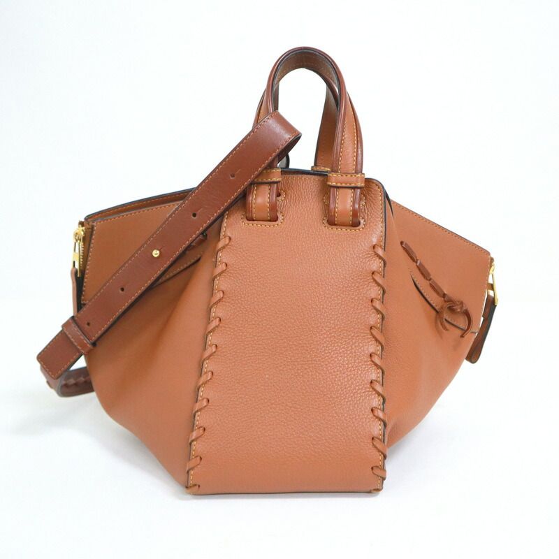 Loewe Hammock Small Shoulder Bag Leather Lace Brown Gold Black