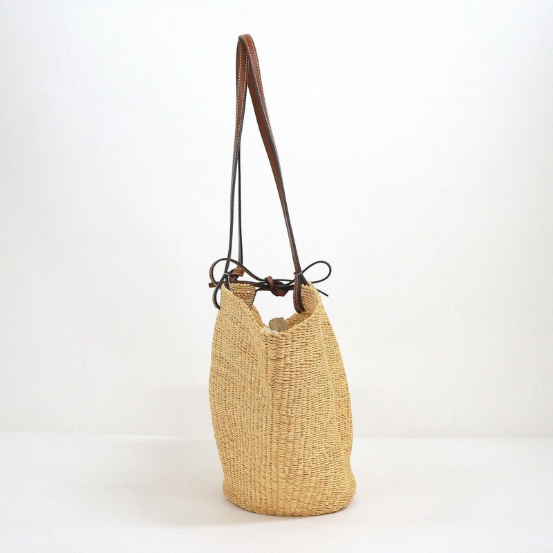 Loewe Shell Basket Bag Small Elephant Grass Leather Natural Pecan : Natural X Pecan