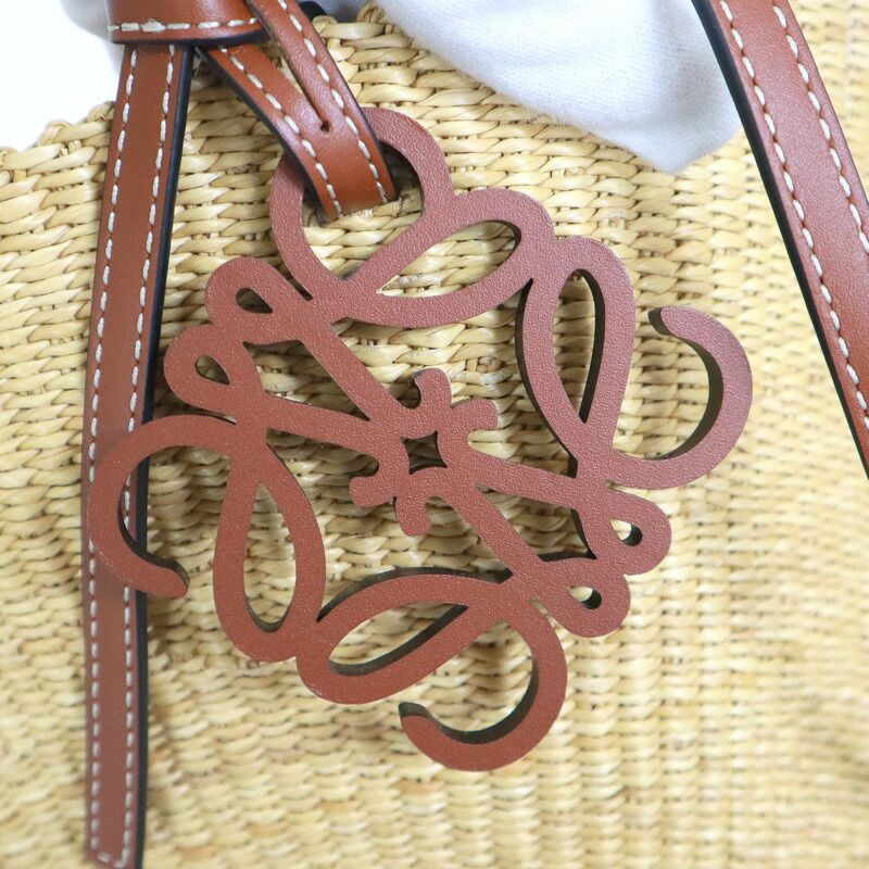 Loewe Shell Basket Bag Small Elephant Grass Leather Natural Pecan : Natural X Pecan
