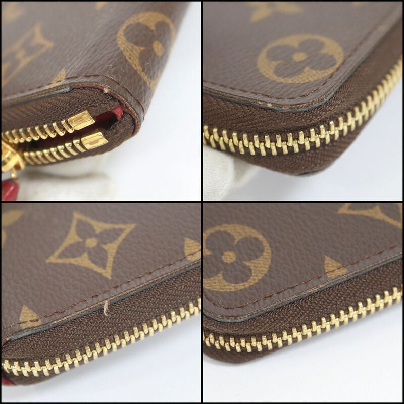 Louis Vuitton Portefeuille Clemence Zip Around Wallet Fuchsia Brown Fuchsia