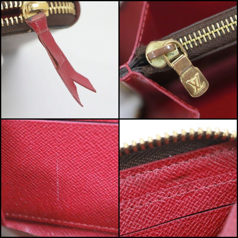 Louis Vuitton Portefeuille Clemence Zip Around Wallet Fuchsia Brown Fuchsia