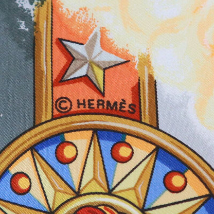 Hermes Carre 90 Magic la Magie Gray Orange Silk Scarf