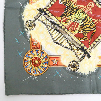 Hermes Carre 90 Magic la Magie Gray Orange Silk Scarf