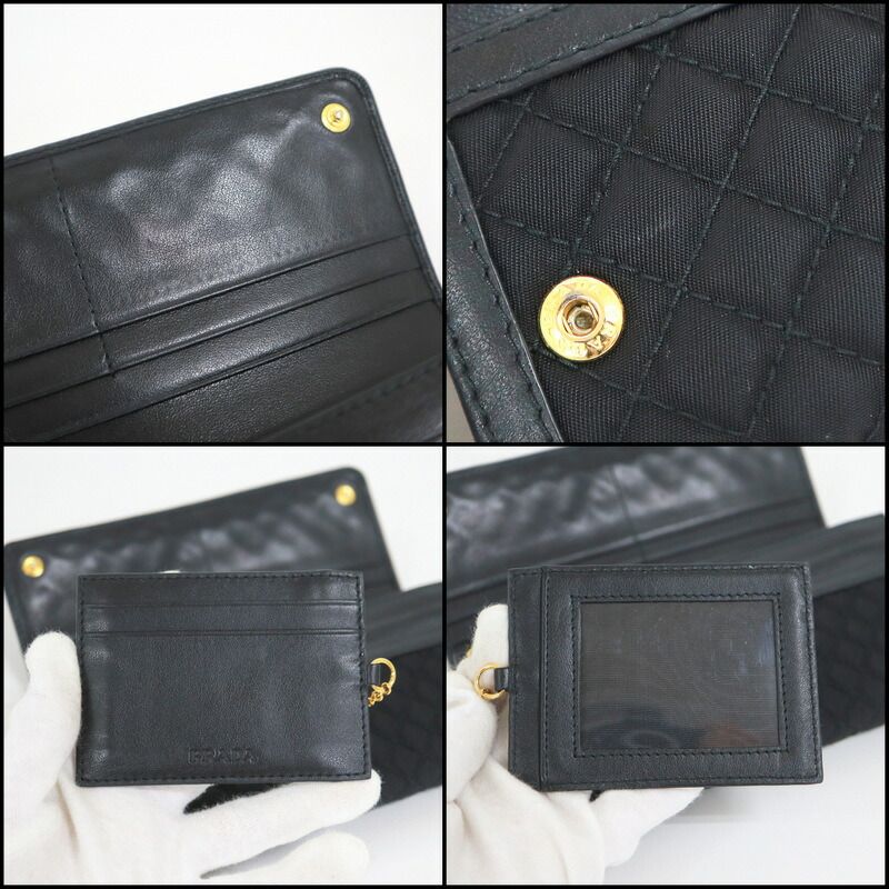 Prada Wallet Black Gold Leather