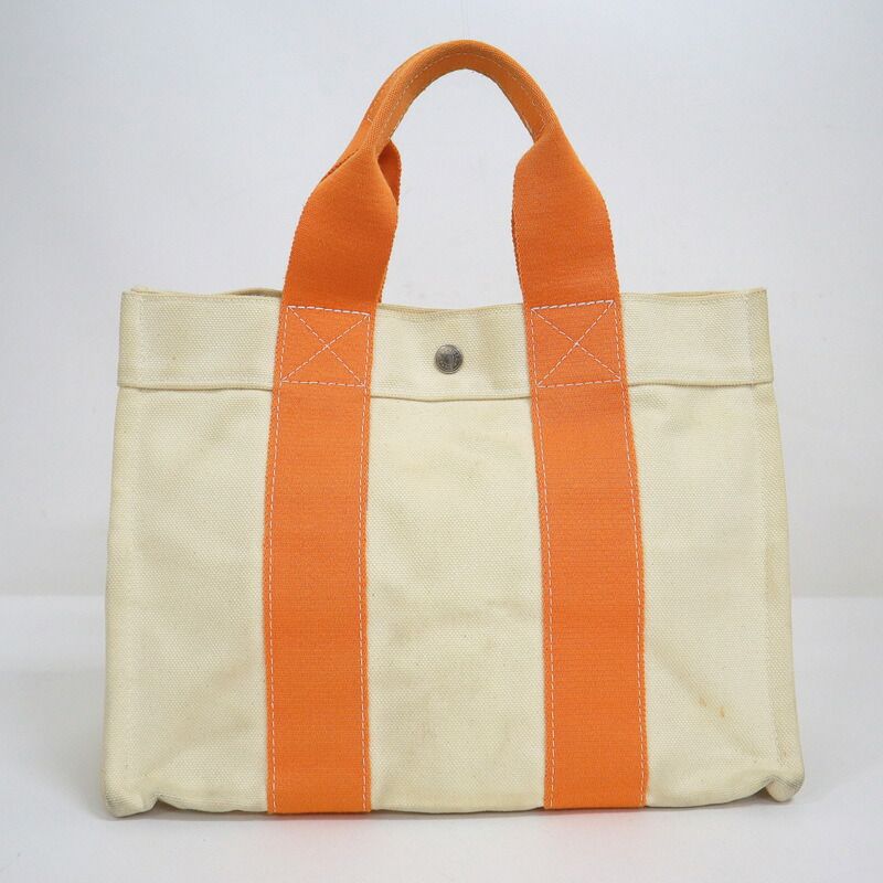 Hermes Bora PM White Orange Canvas Tote X