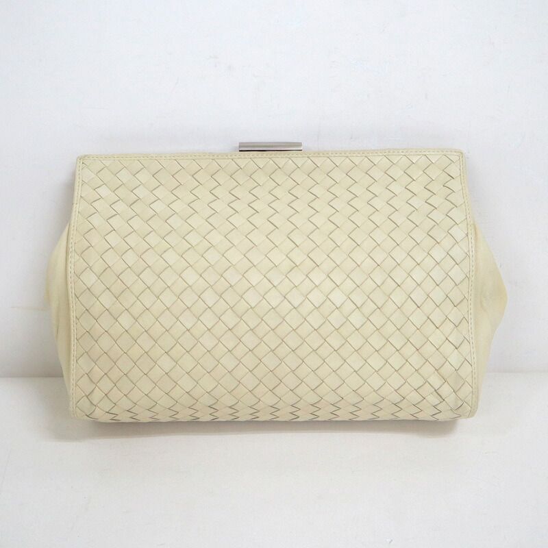 Bottega Veneta Clutch Intrecciato Cream Leather