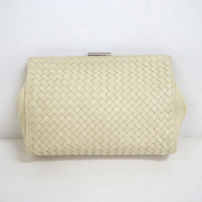 Bottega Veneta Clutch Intrecciato Cream Leather