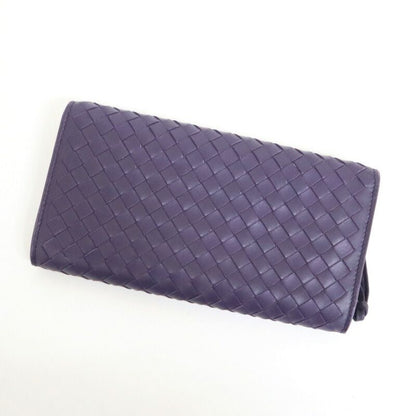Bottega Veneta Intrecciato Wallet Purple Leather