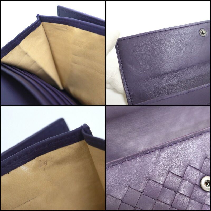 Bottega Veneta Intrecciato Wallet Purple Leather