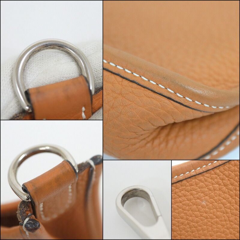 Hermes Evelyne TPM Shoulder Bag Brown Silver Taurillon Clemence