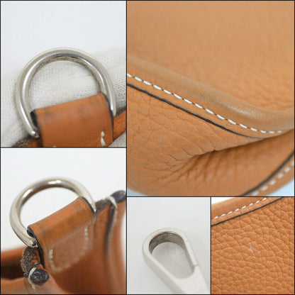Hermes Evelyne TPM Shoulder Bag Brown Silver Taurillon Clemence