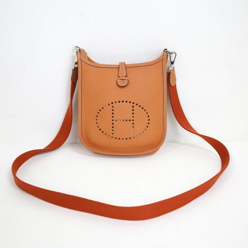 Hermes Evelyne TPM Shoulder Bag Brown Silver Taurillon Clemence