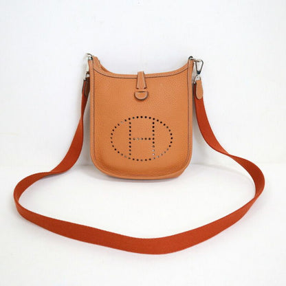 Hermes Evelyne TPM Shoulder Bag Brown Silver Taurillon Clemence