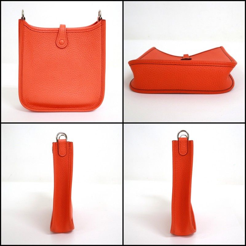 Hermes Evelynemazon Taurillon Clemence Orange Poppy Silver :orange Poppy
