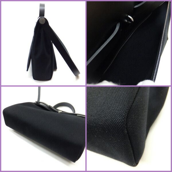 Hermes Messenger Herbag 39 Toile Military Vache Hunter Black Carved