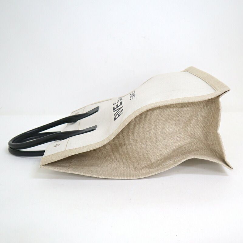 Saint Laurent Rivego Chute Bag Canvas Leather Beige Off White Off-white X Black