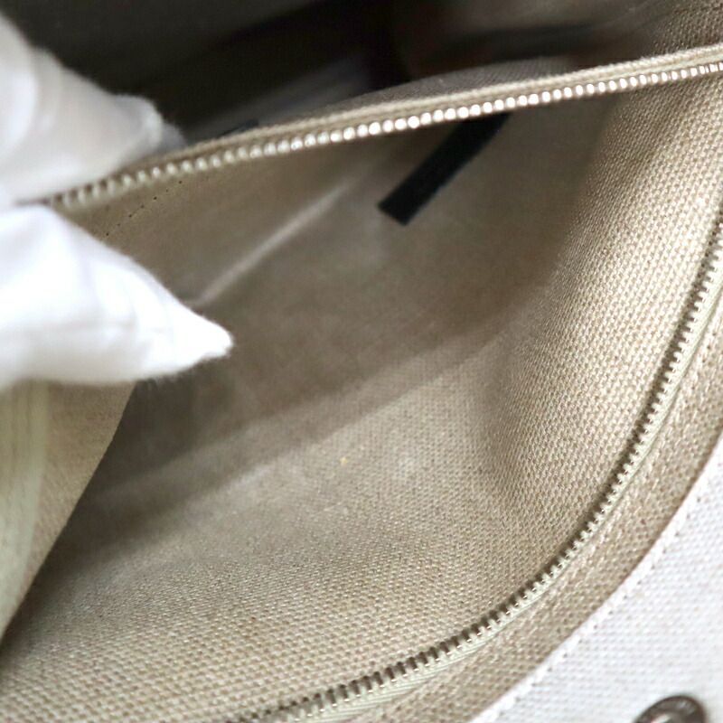 Saint Laurent Rivego Chute Bag Canvas Leather Beige Off White Off-white X Black