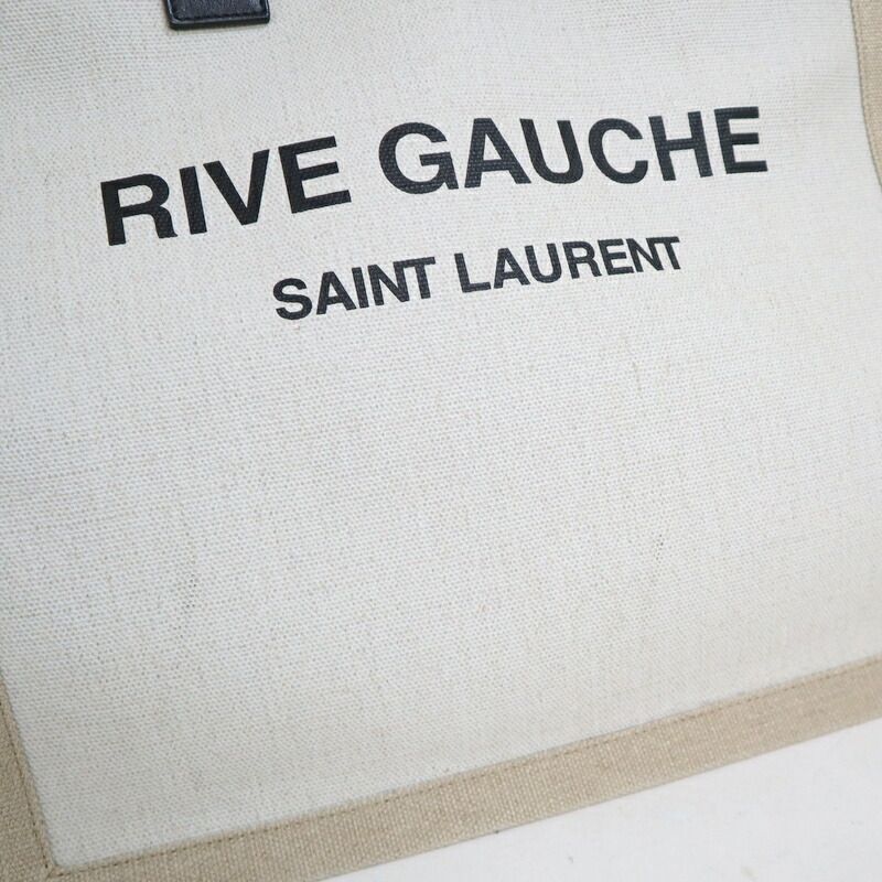 Saint Laurent Rivego Chute Bag Canvas Leather Beige Off White Off-white X Black