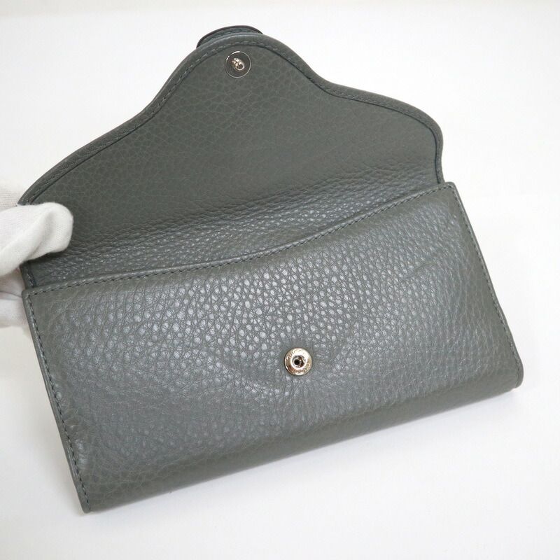 Gucci Horsebit Hook Wallet Leather Moss Gray Silver :moss