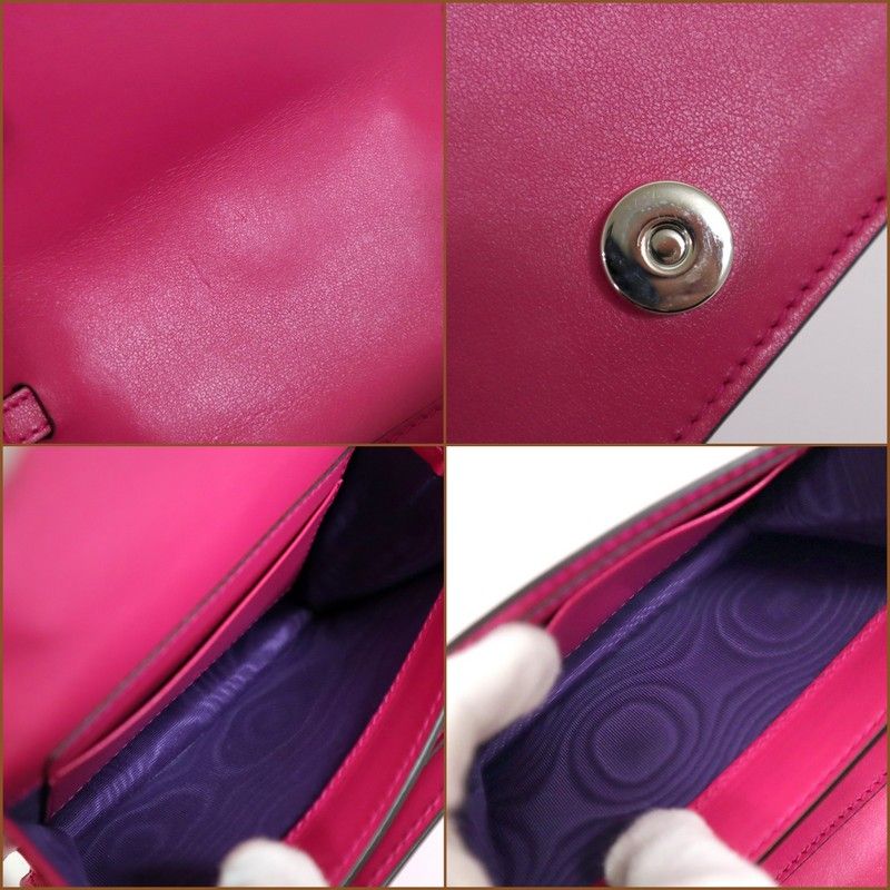 Gucci Mini Shoulder Bag Leather Pink Silver