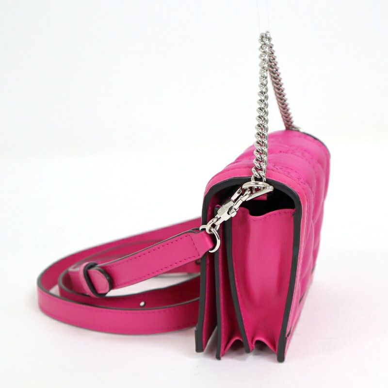 Gucci Mini Shoulder Bag Leather Pink Silver