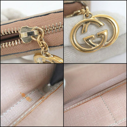 Gucci Zip Around Wallet GG Supreme Canvas Beige Pink