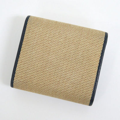 Gucci Bifold Wallet Horsebit Canvas Leather Gold Beige Navy