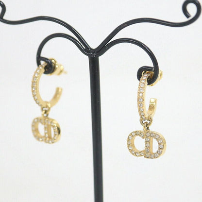 Dior Clair D Lune Swing Earrings Rhinestone Gold Clear