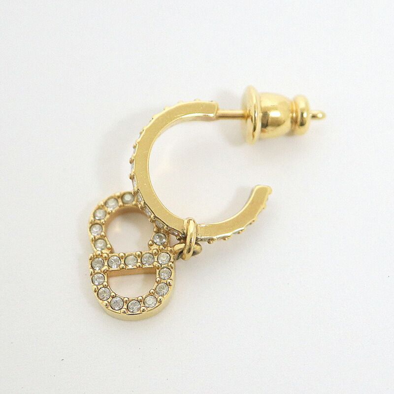 Dior Clair D Lune Swing Earrings Rhinestone Gold Clear