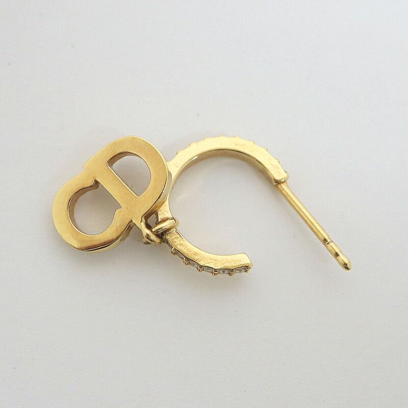 Dior Clair D Lune Swing Earrings Rhinestone Gold Clear