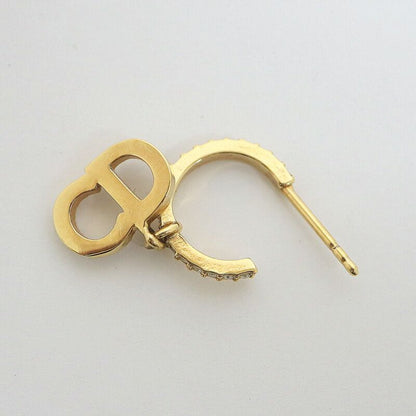 Dior Clair D Lune Swing Earrings Rhinestone Gold Clear
