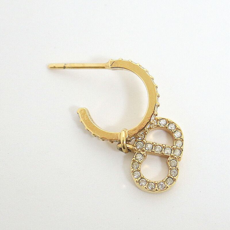 Dior Clair D Lune Swing Earrings Rhinestone Gold Clear