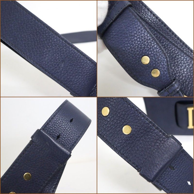 Dior Evolution Shoulder Bag Navy Gold Leather