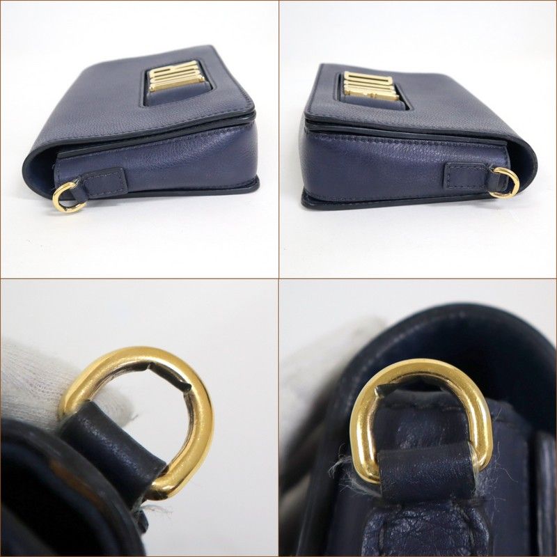 Dior Evolution Shoulder Bag Navy Gold Leather