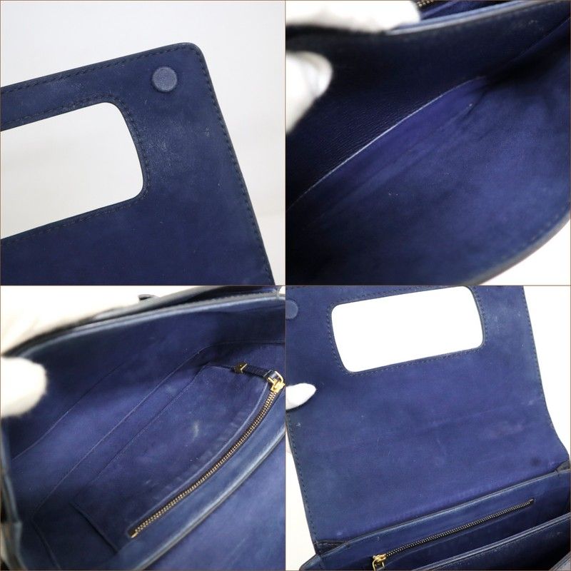 Dior Evolution Shoulder Bag Navy Gold Leather
