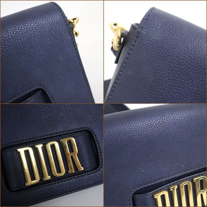 Dior Evolution Shoulder Bag Navy Gold Leather