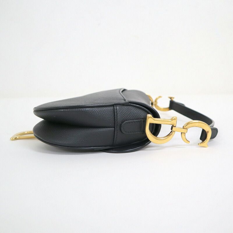 Dior Saddle Bag Mini Black Gold Calf Leather